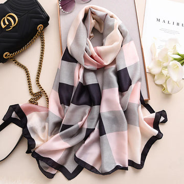 Luxury Printed Large Silk Scarf - LUXURY SCARF 90 * 180 CMS - F-291_PIN